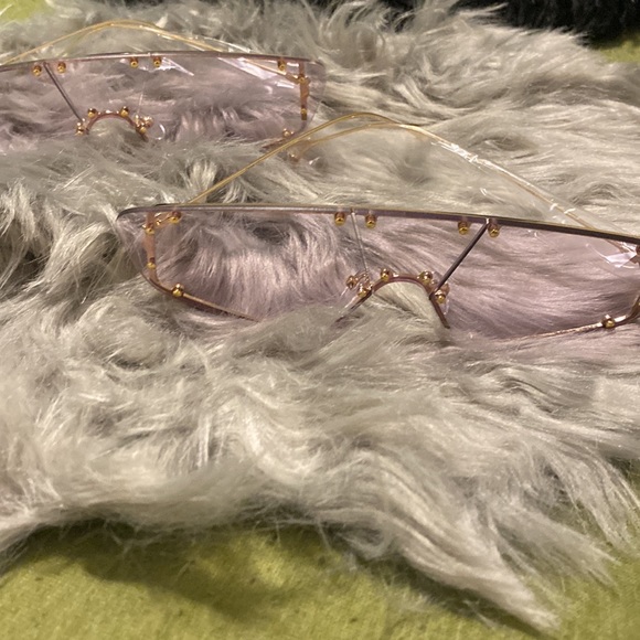 Soft Clear Pink and Gold Sunglasses - Picture 2 of 3
